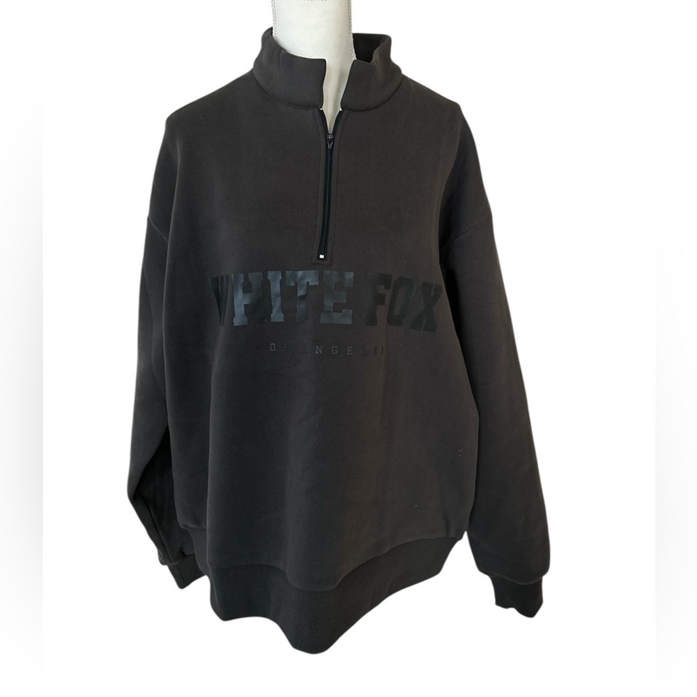 White Fox Boutique Charcoal Quarter-Zip Sweatshirt